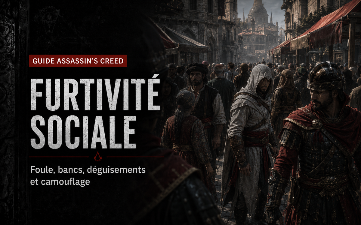 Furtivité sociale dans Assassin’s Creed : foule, bancs, déguisements et camouflage