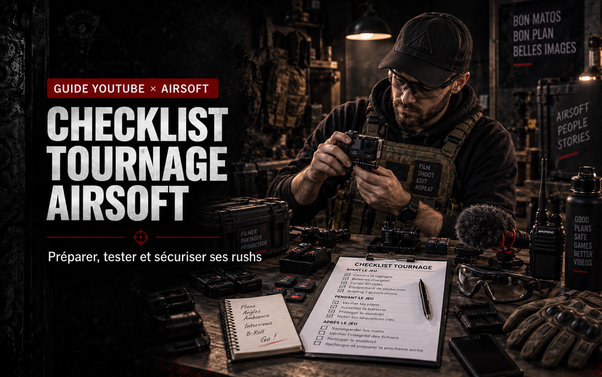 Checklist tournage Airsoft : préparer, tester et sécuriser ses rushs