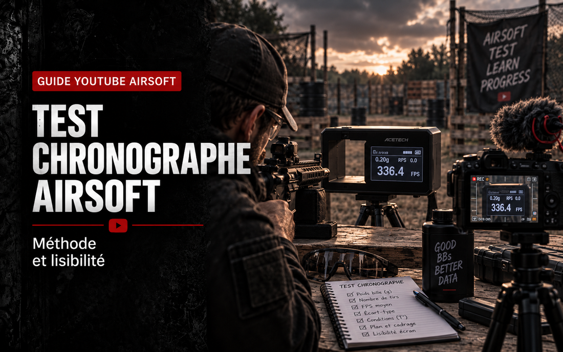 Filmer un test chronographe Airsoft pour YouTube : méthode et lisibilité