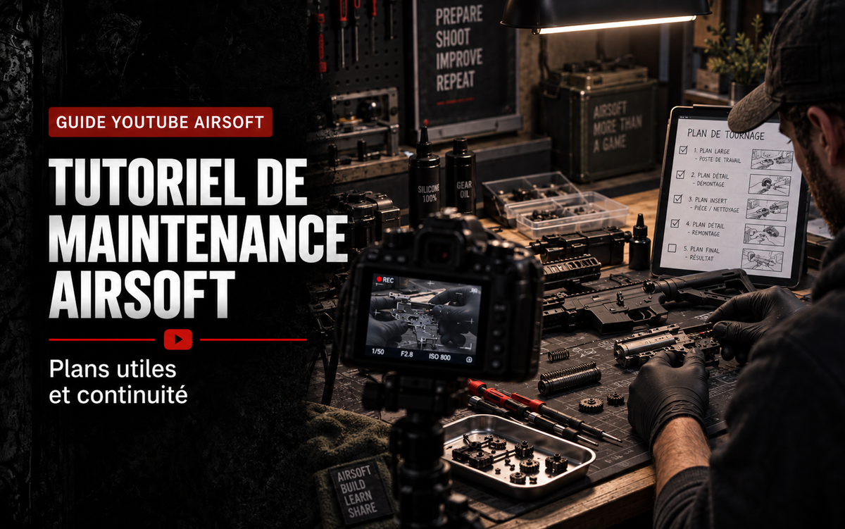 Filmer un tutoriel de maintenance Airsoft : plans utiles et continuité