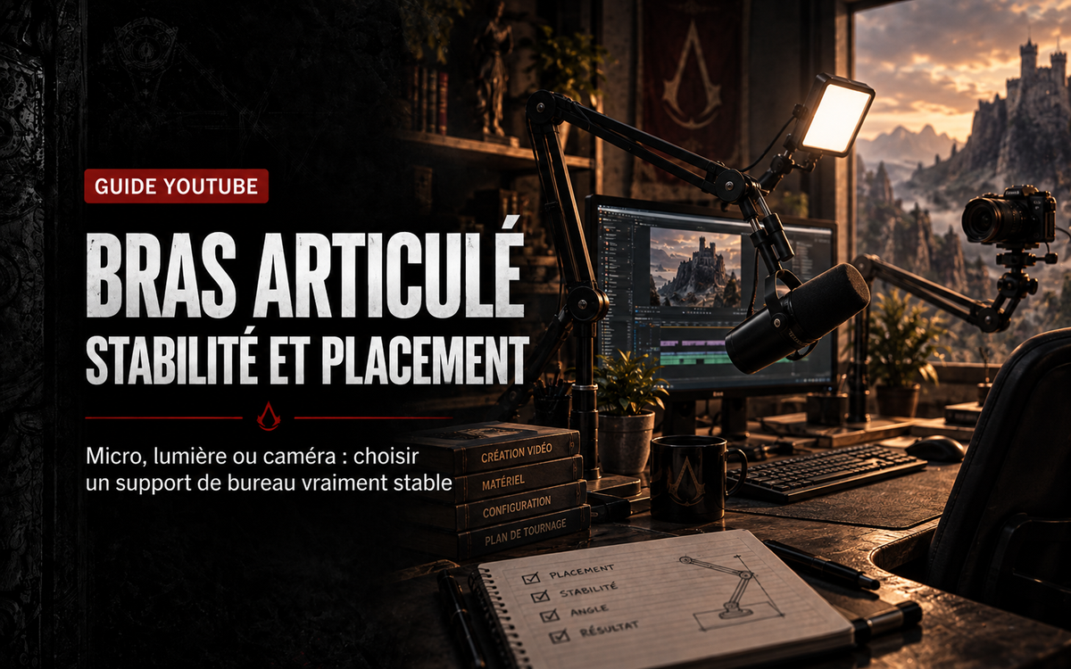 Bras articulé et support de bureau pour YouTube : stabilité et placement