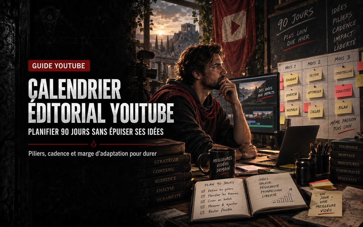 Calendrier éditorial YouTube : planifier 90 jours sans épuiser ses idées