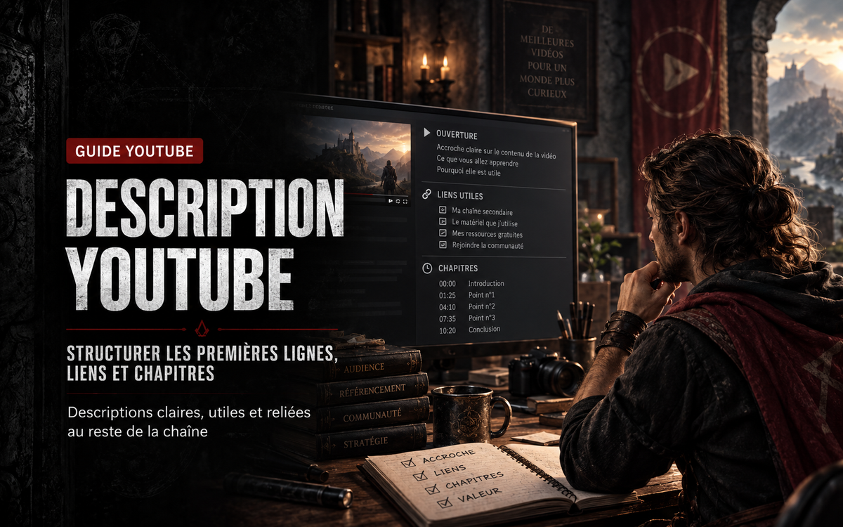 Description YouTube : structurer les premières lignes, liens et chapitres