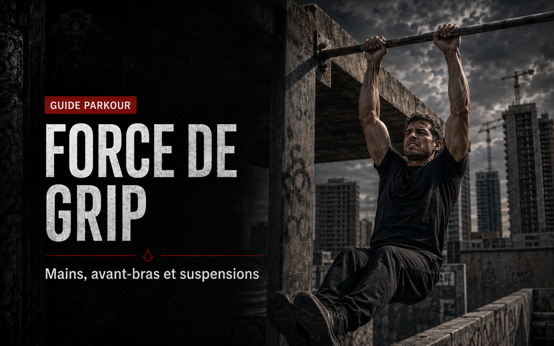 Force de grip en Parkour : mains, avant-bras et suspensions