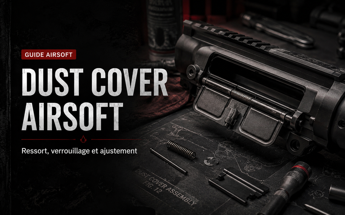 Dust cover Airsoft : ressort, verrouillage et ajustement