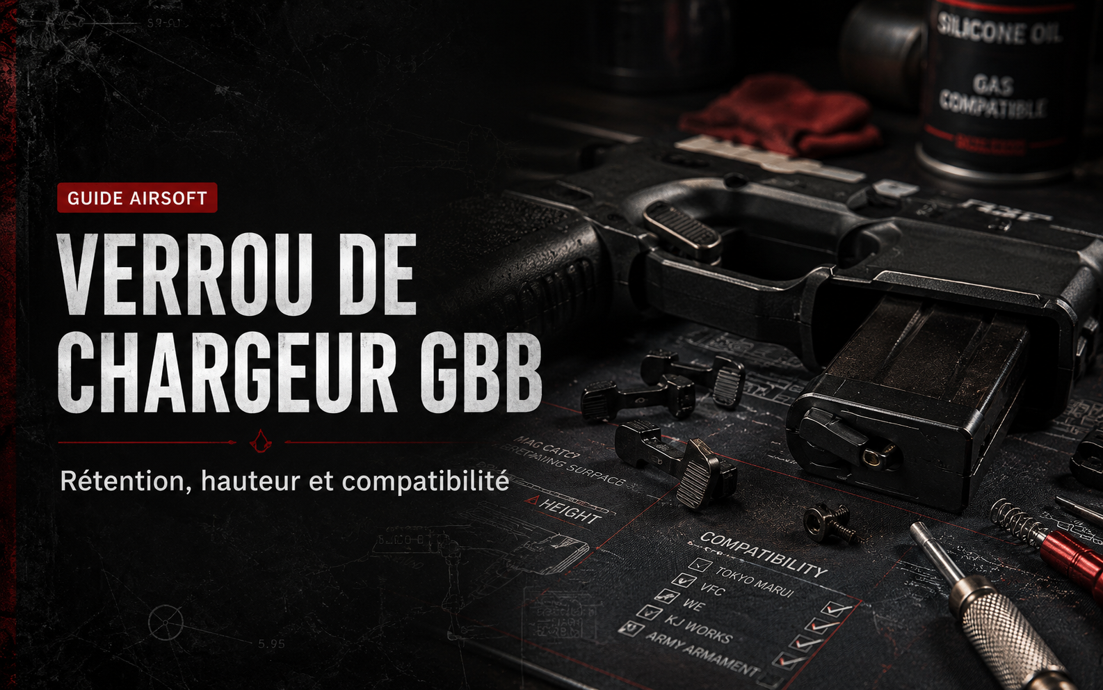 Verrou de chargeur GBB : rétention, hauteur et compatibilité