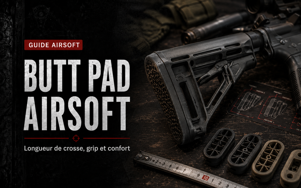 Butt pad Airsoft : longueur de crosse, grip et confort