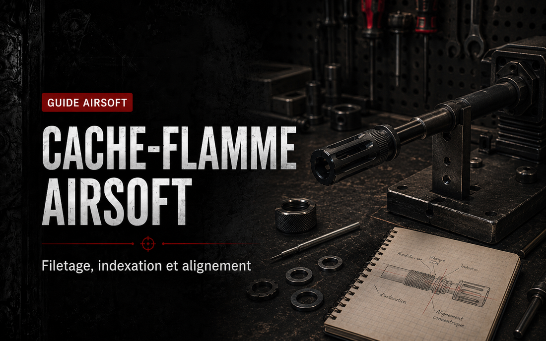 Cache-flamme Airsoft : filetage, indexation et alignement