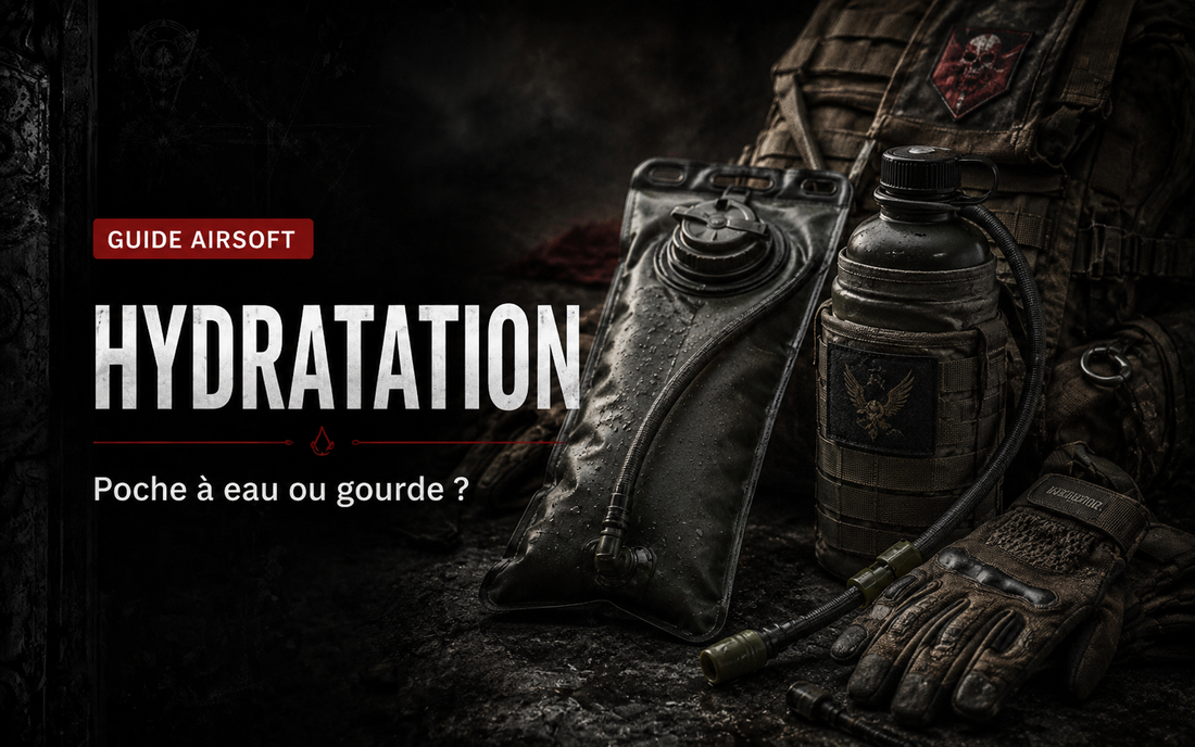 Hydratation en Airsoft : poche à eau ou gourde ?