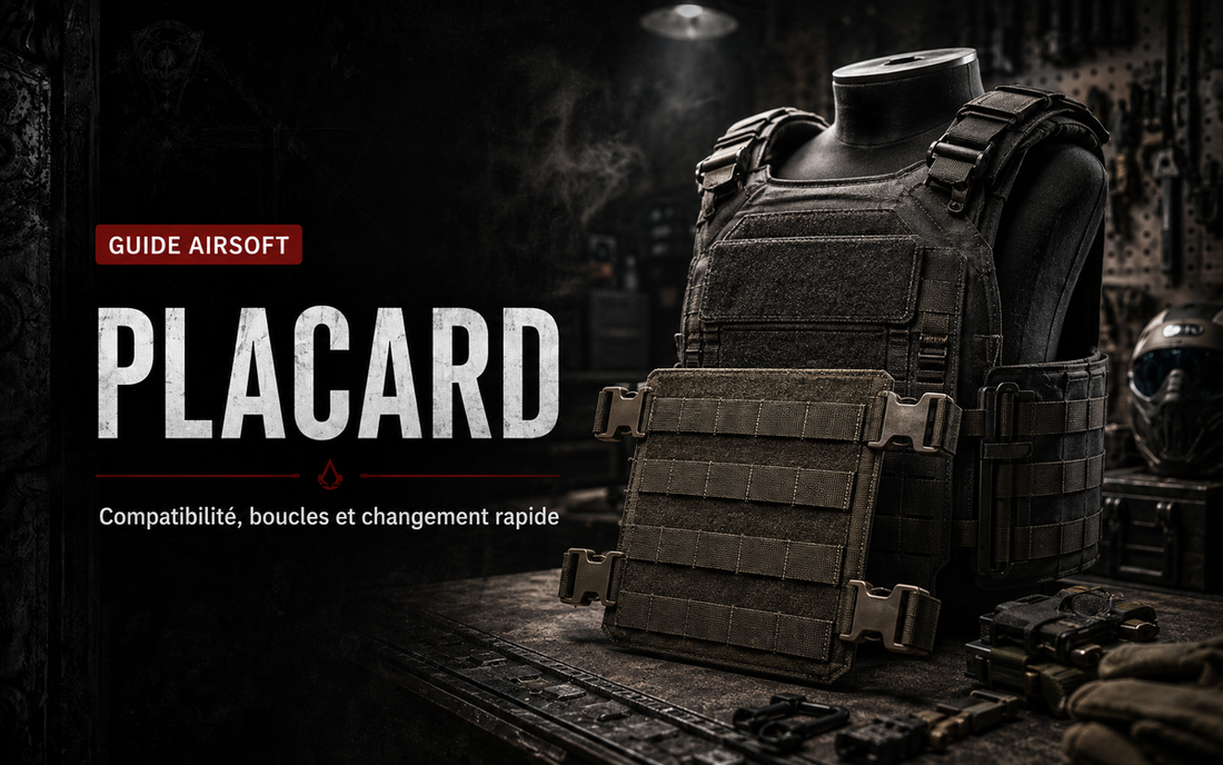 Placard de plate carrier Airsoft : compatibilité, boucles et changement rapide