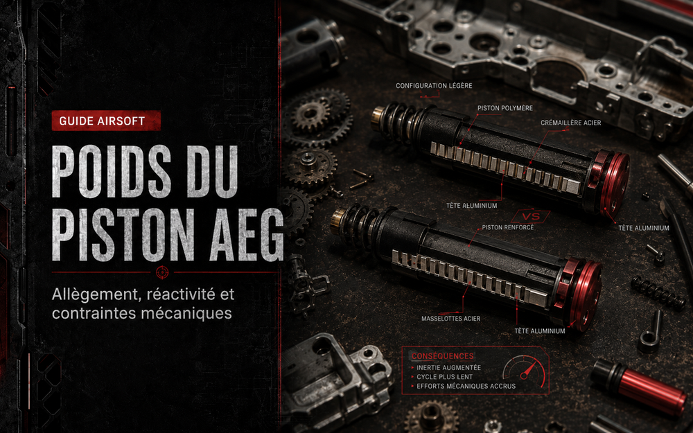 Poids du piston AEG : allègement, réactivité et contraintes mécaniques