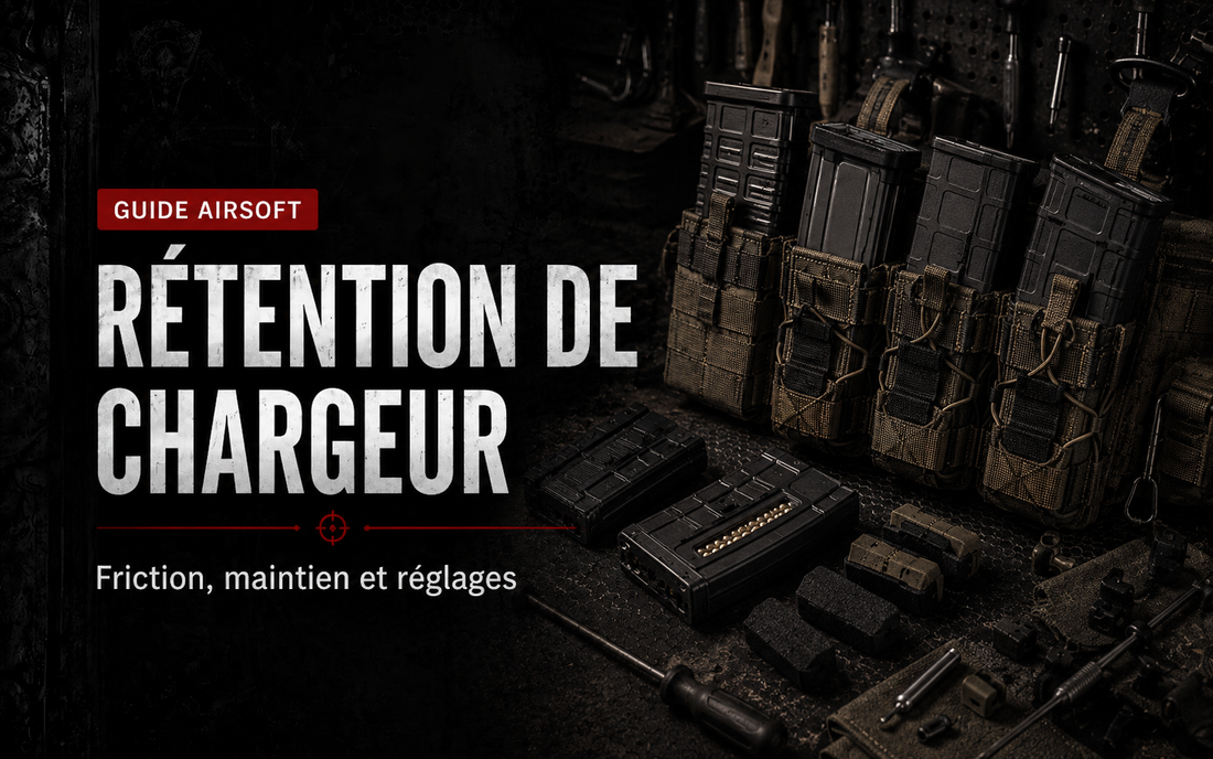Rétention de chargeur Airsoft : friction, maintien et réglages