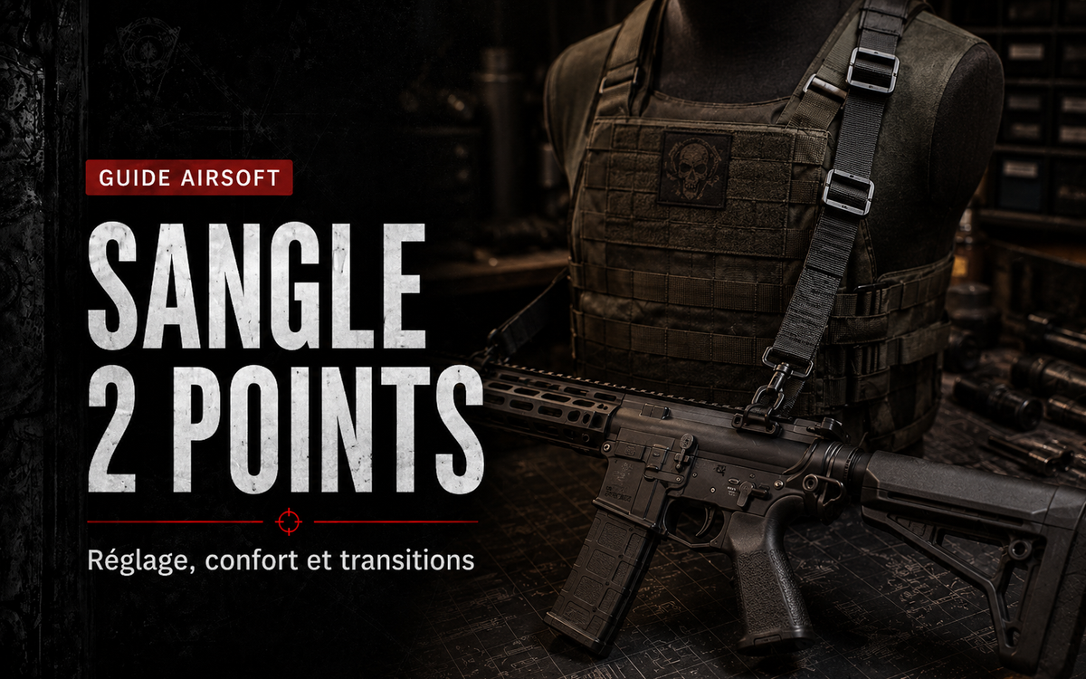 Sangle 2 points Airsoft : réglage, confort et transitions