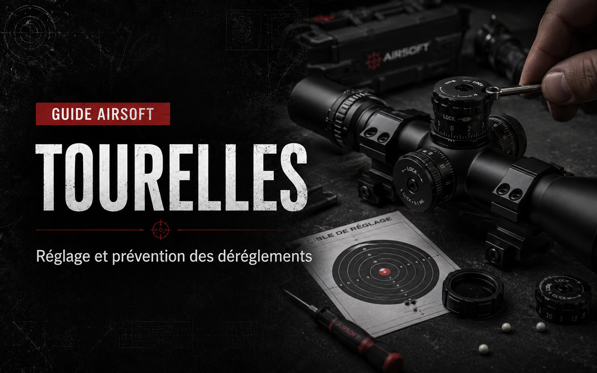 Tourelles verrouillables d’une lunette Airsoft : réglage et prévention des dérèglements