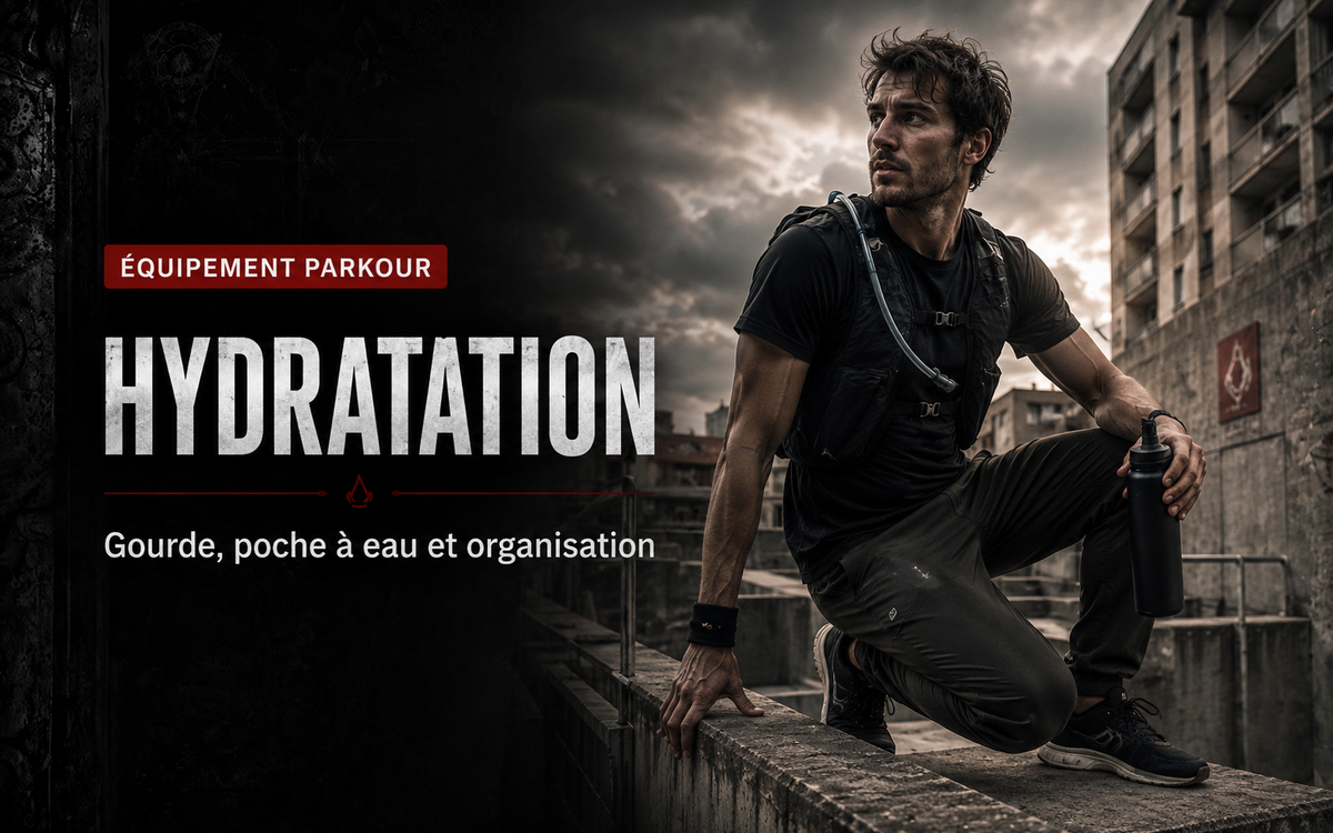 Hydratation en Parkour : gourde, poche à eau et organisation