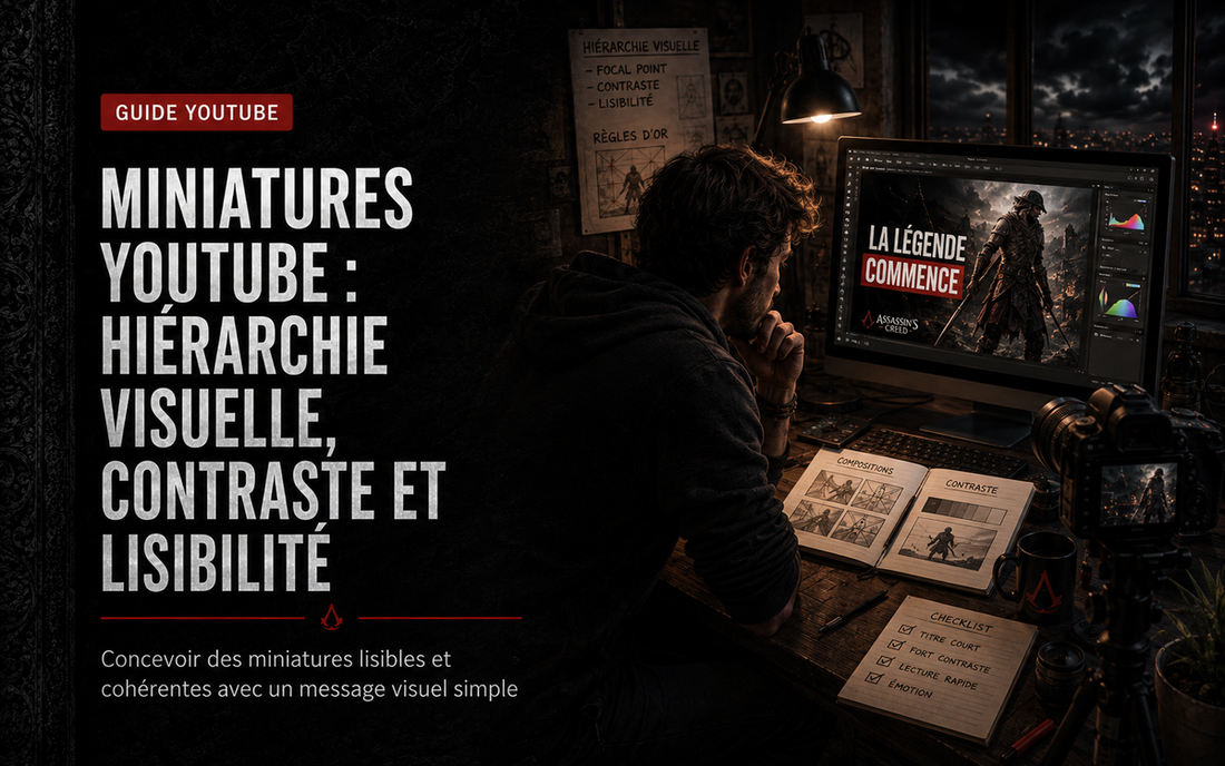 Miniatures YouTube : hiérarchie visuelle, contraste et lisibilité