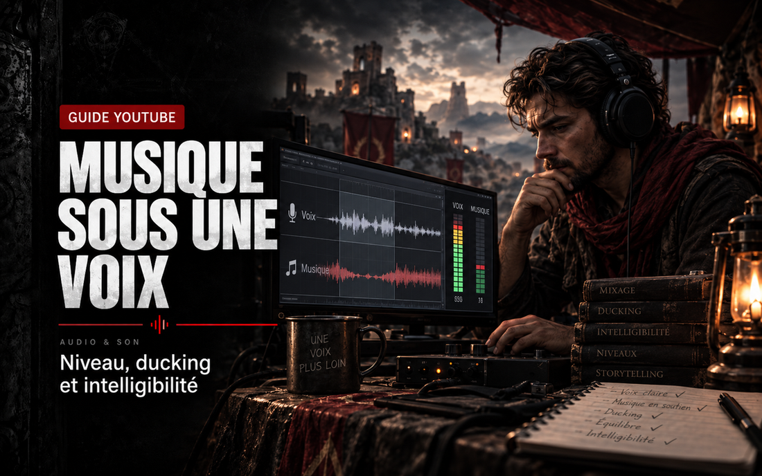 Musique sous une voix YouTube : niveau, ducking et intelligibilité