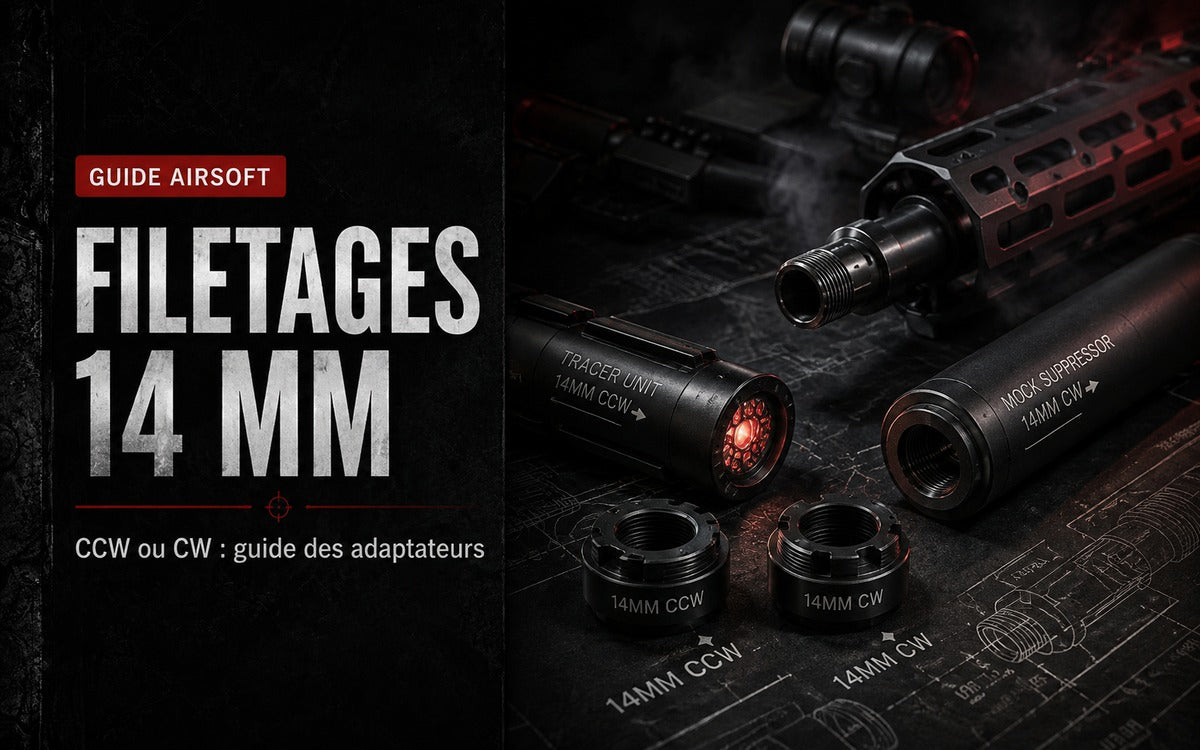 Filetages Airsoft 14 mm CCW ou CW : guide des adaptateurs