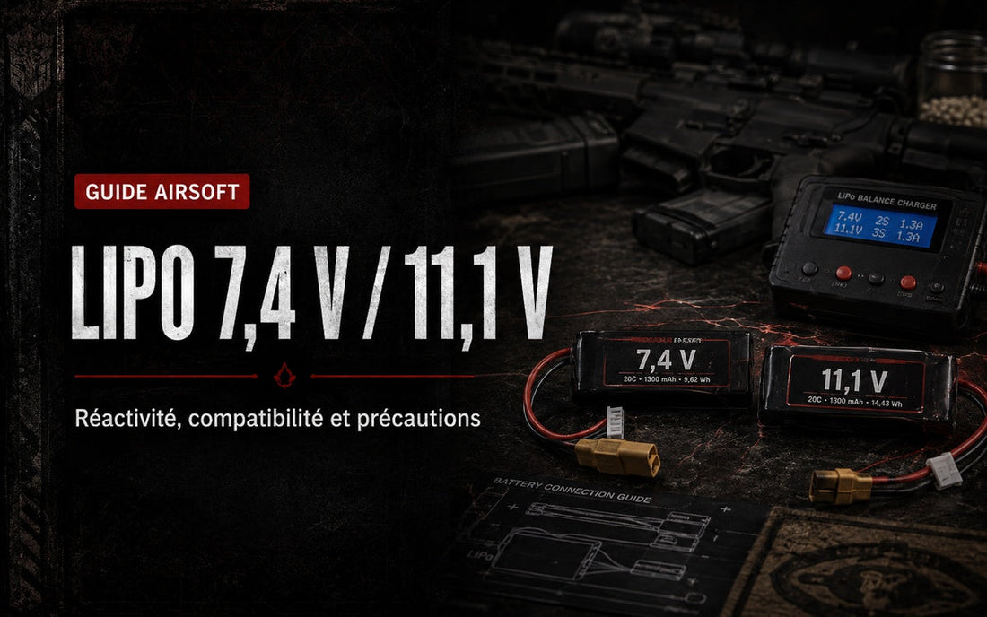 LiPo 7,4 V vs 11,1 V en Airsoft : réactivité, compatibilité et précautions