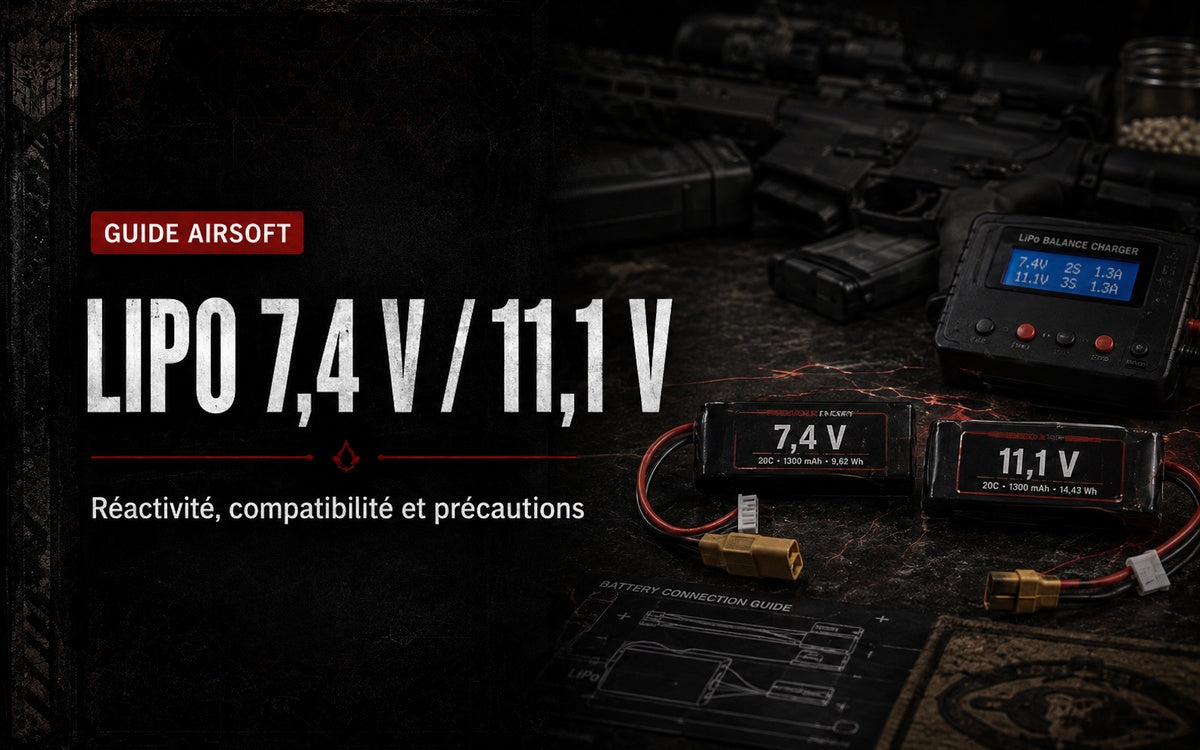 LiPo 7,4 V vs 11,1 V en Airsoft : réactivité, compatibilité et précautions
