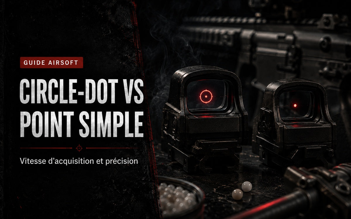 Réticule circle-dot vs point simple en Airsoft : vitesse d’acquisition et précision