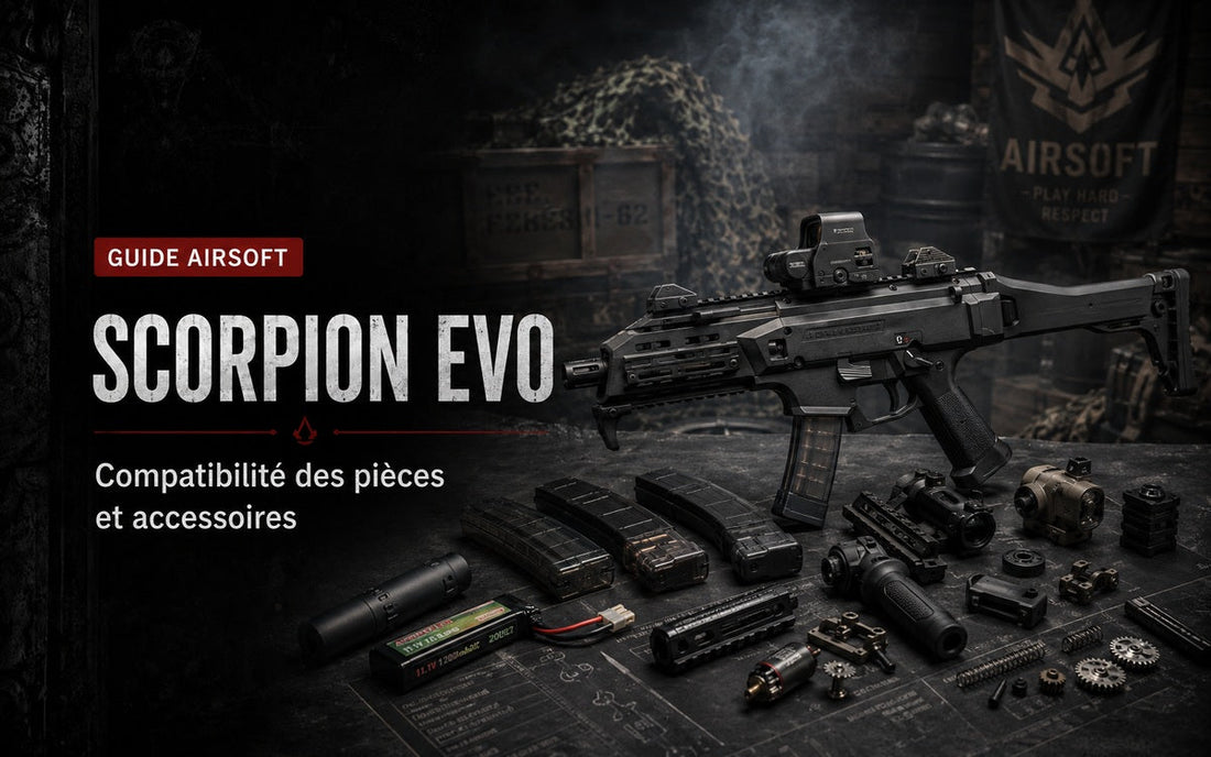 Scorpion EVO 3 Airsoft : guide de compatibilité des pièces et accessoires