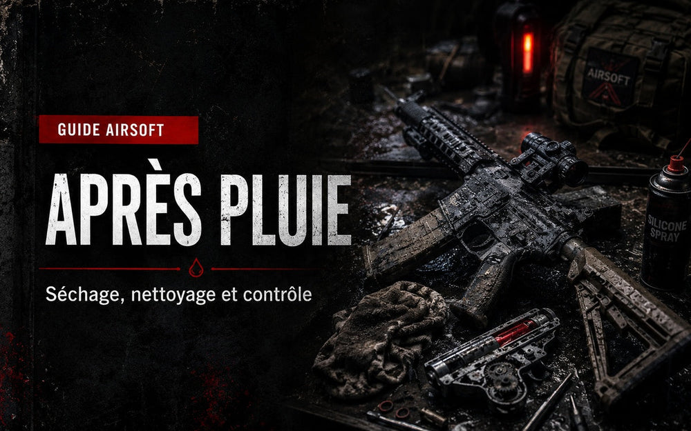 Réplique Airsoft après pluie ou boue : protocole de séchage, nettoyage et contrôle