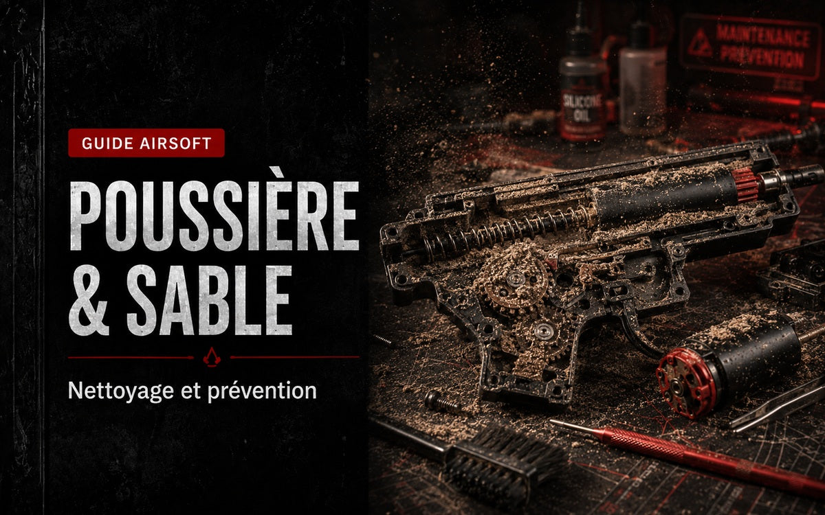 Poussière et sable dans une réplique Airsoft : nettoyage, zones à risque et prévention