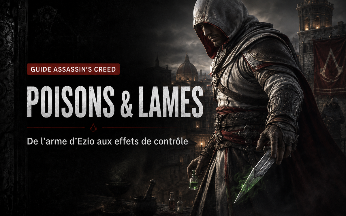 Poisons et lames empoisonnées dans Assassin’s Creed : de l’arme d’Ezio aux effets de contrôle