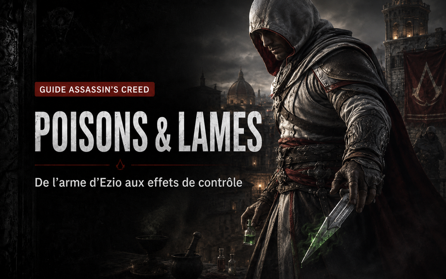 Poisons et lames empoisonnées dans Assassin’s Creed : de l’arme d’Ezio aux effets de contrôle