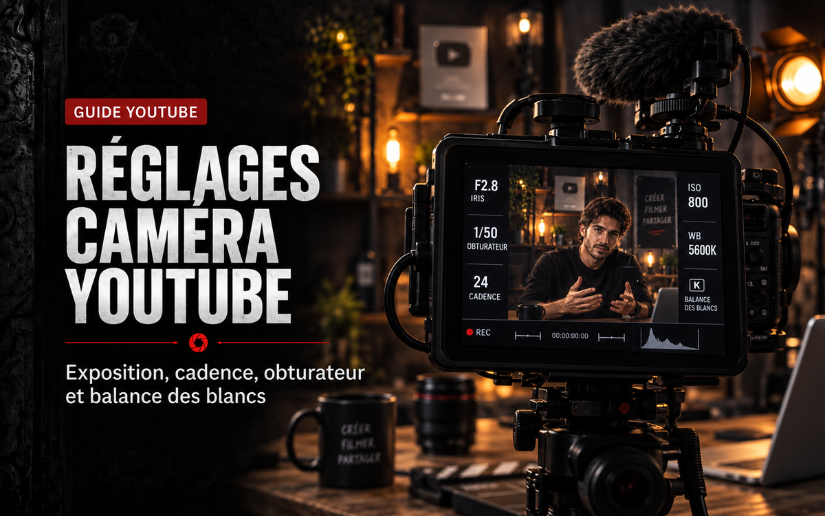 Réglages caméra YouTube : exposition, cadence, obturateur et balance des blancs