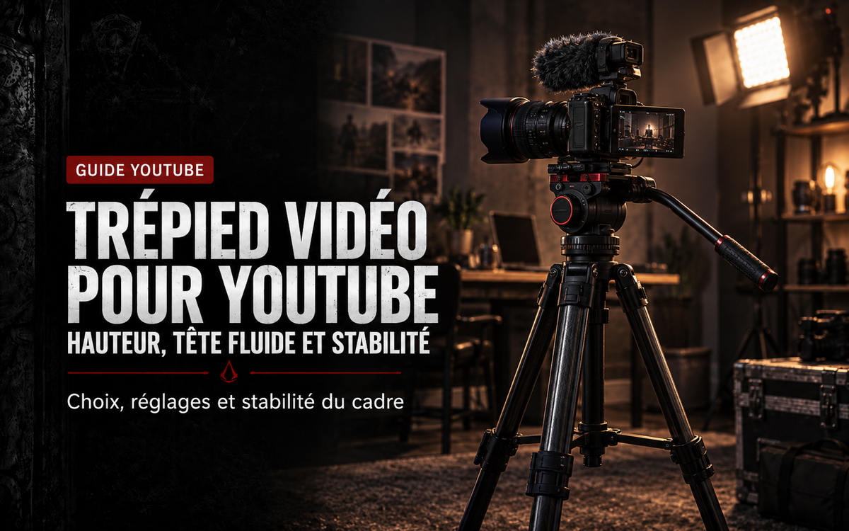 Trépied vidéo pour YouTube : hauteur, tête fluide et stabilité