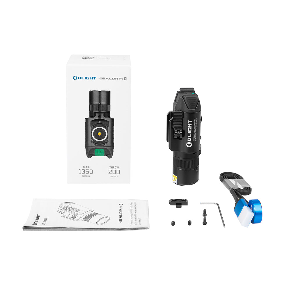 Lampe tactique rechargeable Olight Baldr Pro R avec laser vert – 1 350 lm