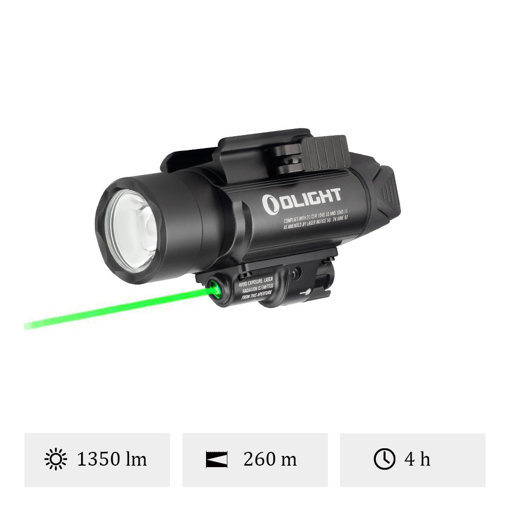 Lampe tactique Olight Baldr Pro avec laser vert – 1 350 lm