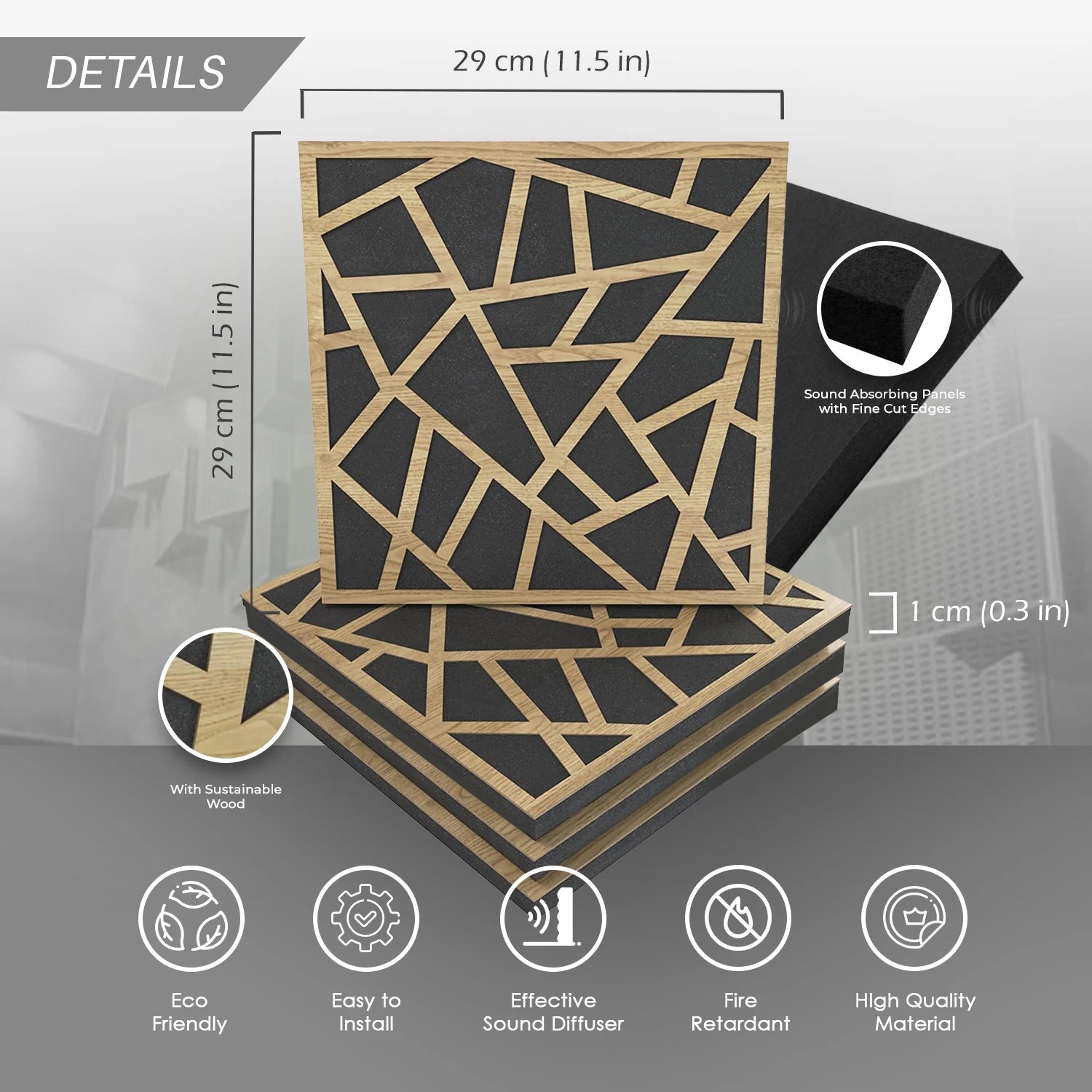 Panneaux acoustiques décoratifs bois et feutre – 7 motifs