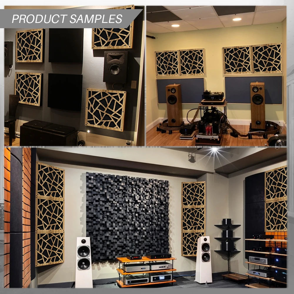 Diffuseur acoustique, panneau en bois et feutre, carré et hexagonal, absorption du bruit, panneaux de diffuseur audio