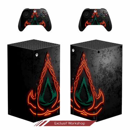 Autocollant Assassin's Creed Valhalla N°3 pour Xbox Series X - Skin 1 console et 2 contrôleurs