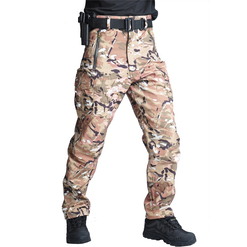 Pantalon cargo tactique multipoches doublé polaire – Plusieurs camouflages