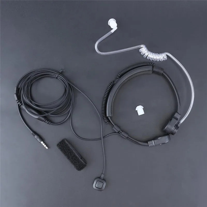 Micro laryngophone 3,5 mm avec oreillette et bouton PTT