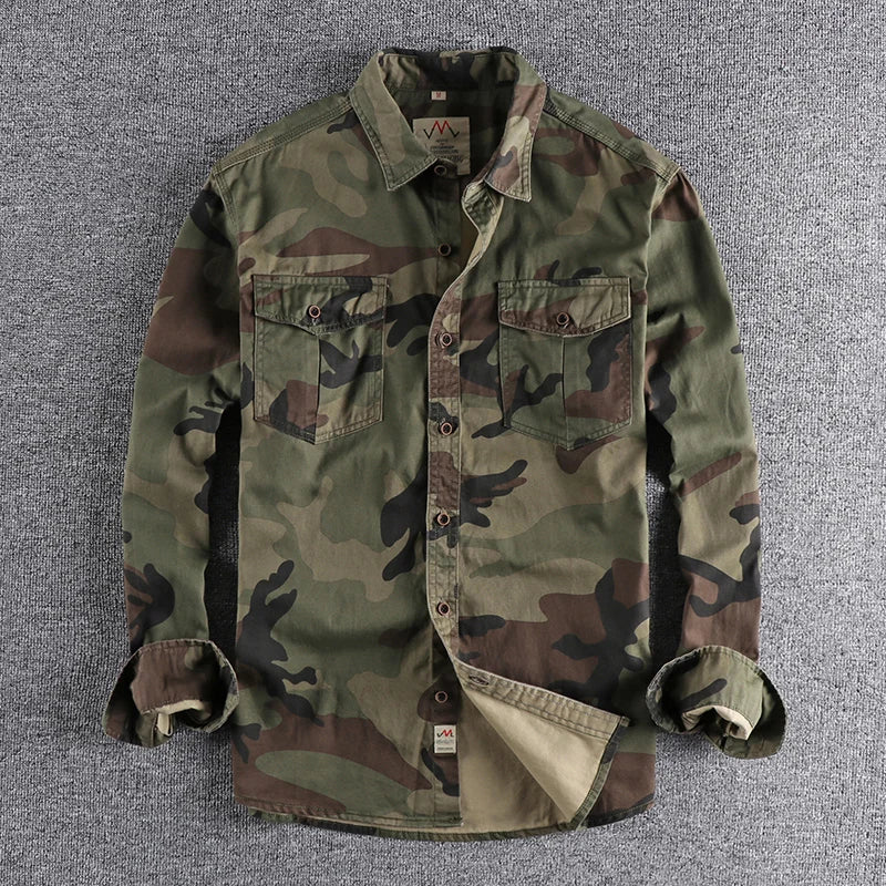 Chemise camouflage coton à manches longues – plusieurs motifs
