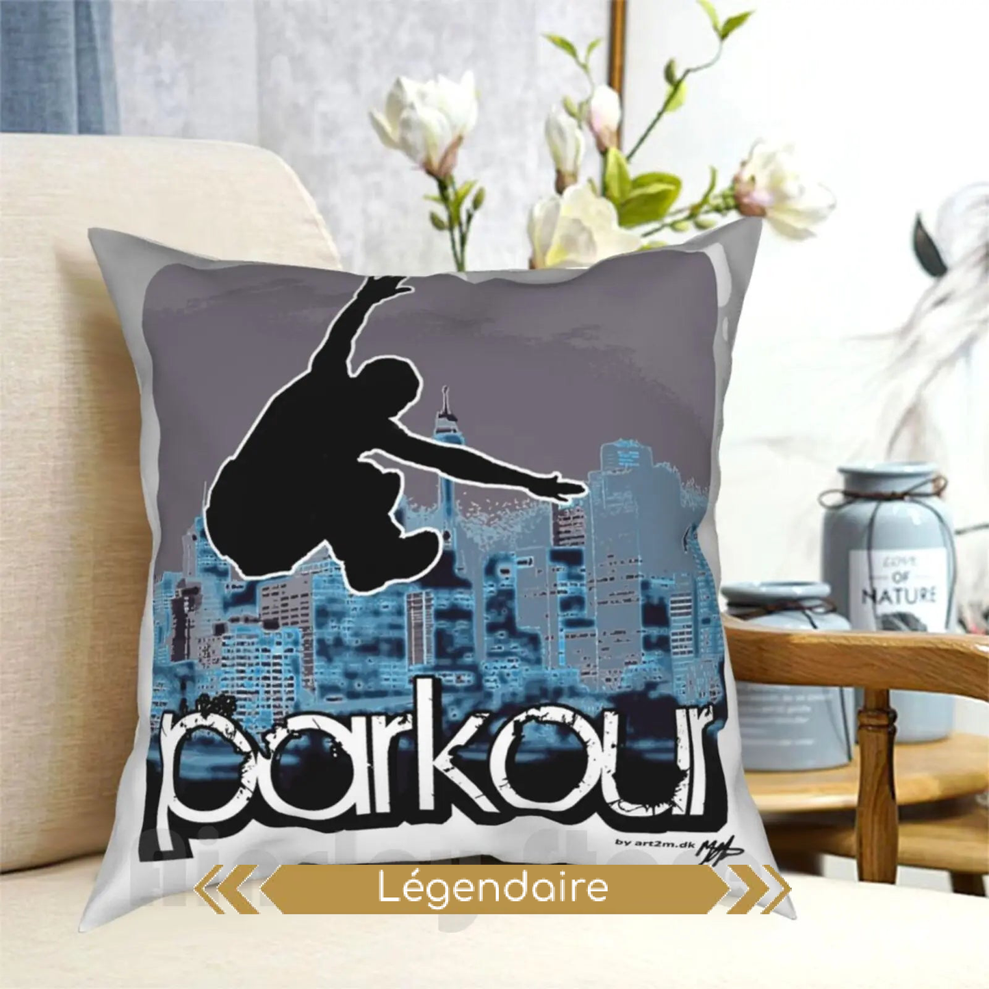 Taie d'oreiller Parkour Motif imprimée Bleu