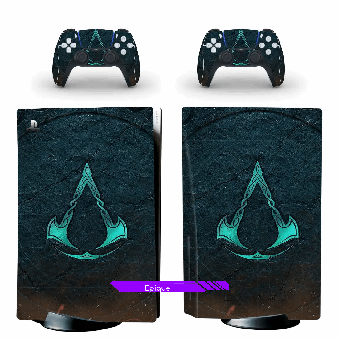 Autocollant Logo Assassin's Creed Valhalla pour console PlayStation 5 et 2 contrôleurs - Skin Vinyl