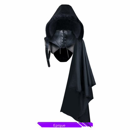 Cape noire à capuche en polyester, à lacets, Assassin's Creed