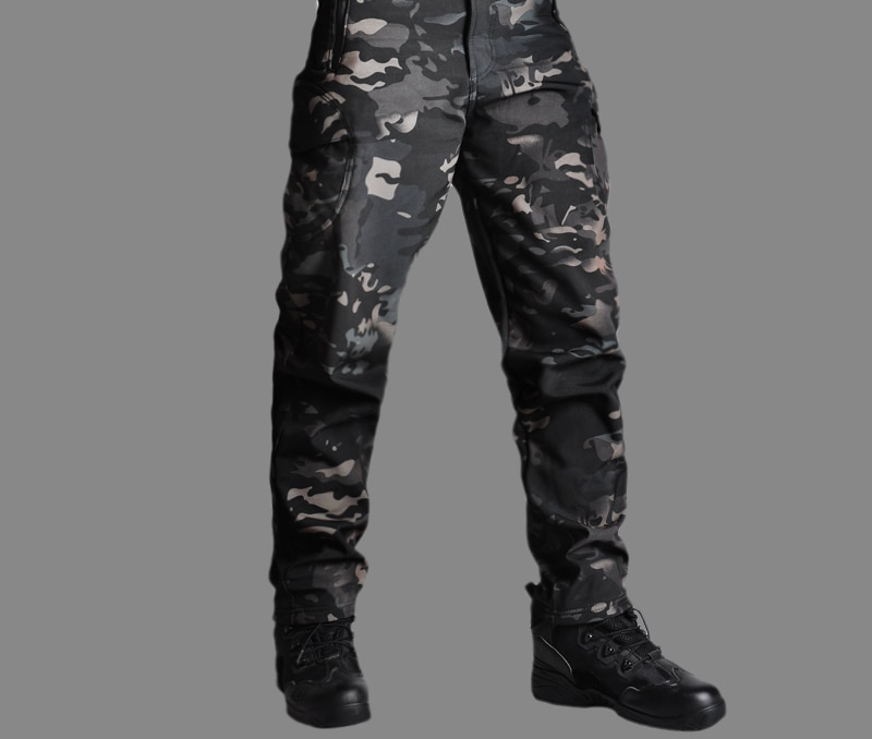 Pantalon cargo tactique multipoches doublé polaire – Plusieurs camouflages