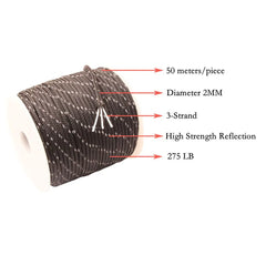 Paracorde réfléchissante 2 mm – 50 m, 3 brins