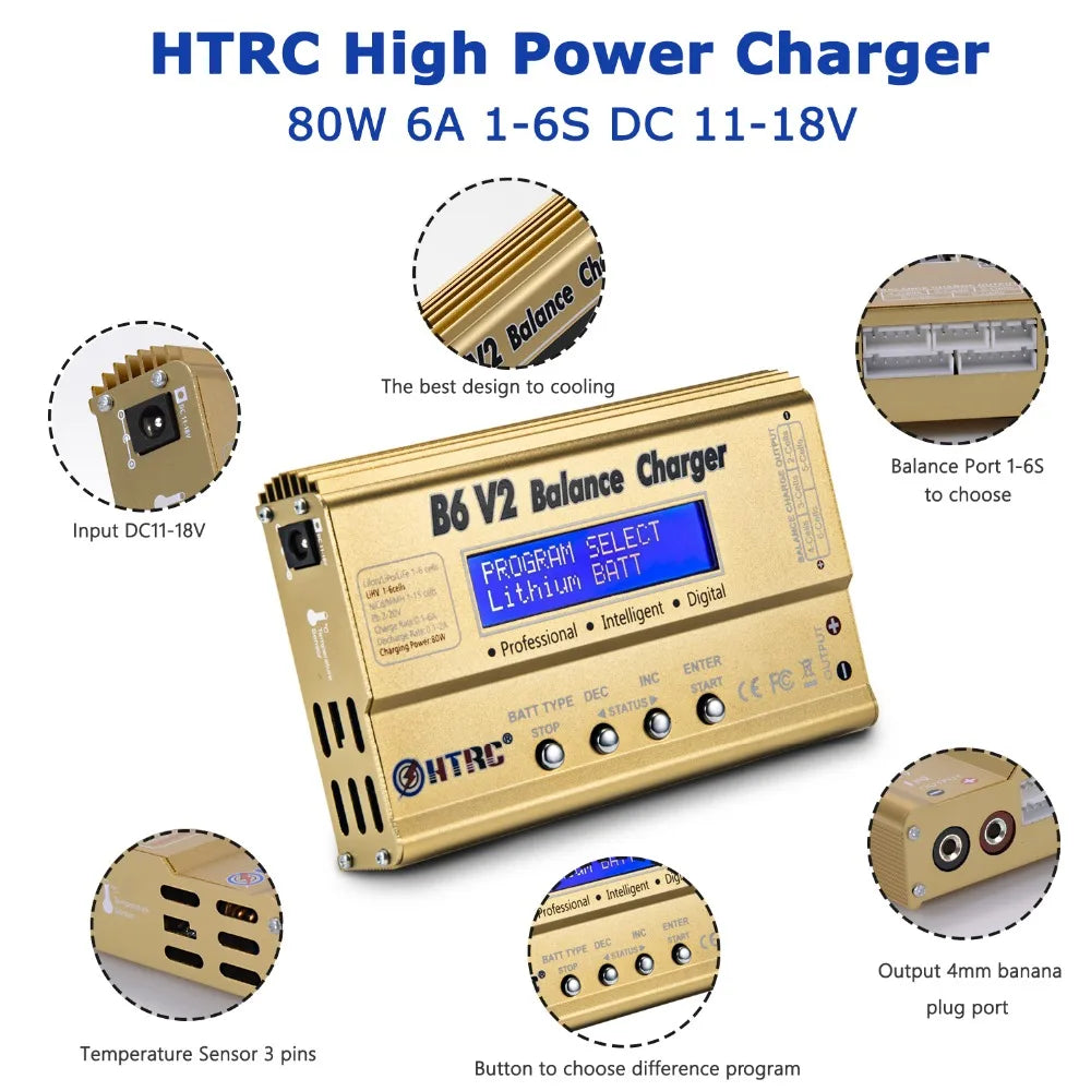 Chargeur équilibré HTRC IMAX B6 V2 80 W / 6 A