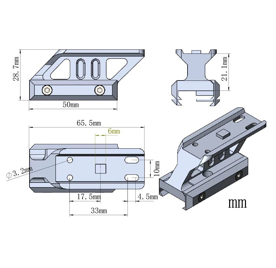 Support de rail de montage pour point rouge Vector Optics 0,5" 0,83" 1" 1,5"  Picatinny21 mm Compatible avec Maverick et Scrapper