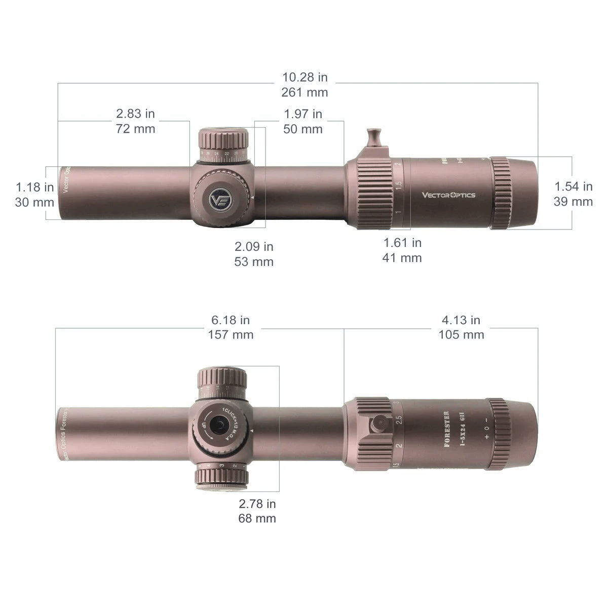 Lunette de visée GenII Forester 1-5x24 30 mm - Vector Optics