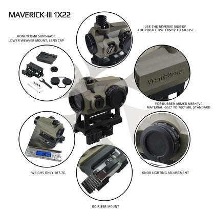 Red dot sight Maverick Gen3 1x22 - Vector Optics