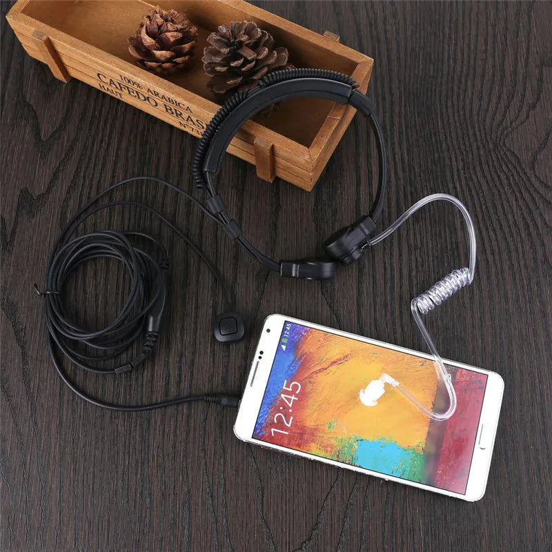 Micro laryngophone 3,5 mm avec oreillette et bouton PTT